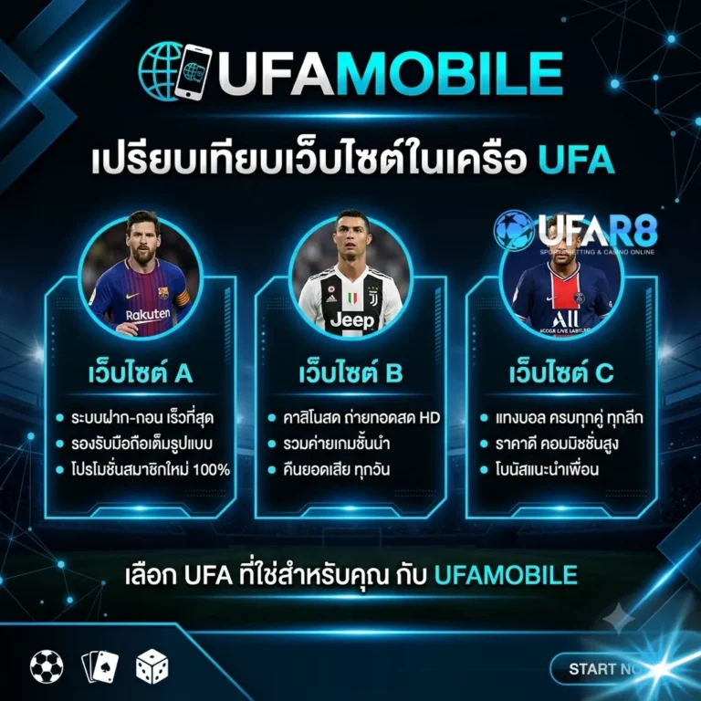 UFAMOBILE เปรียบเทียบเว็บไซต์ในเครือ UFA